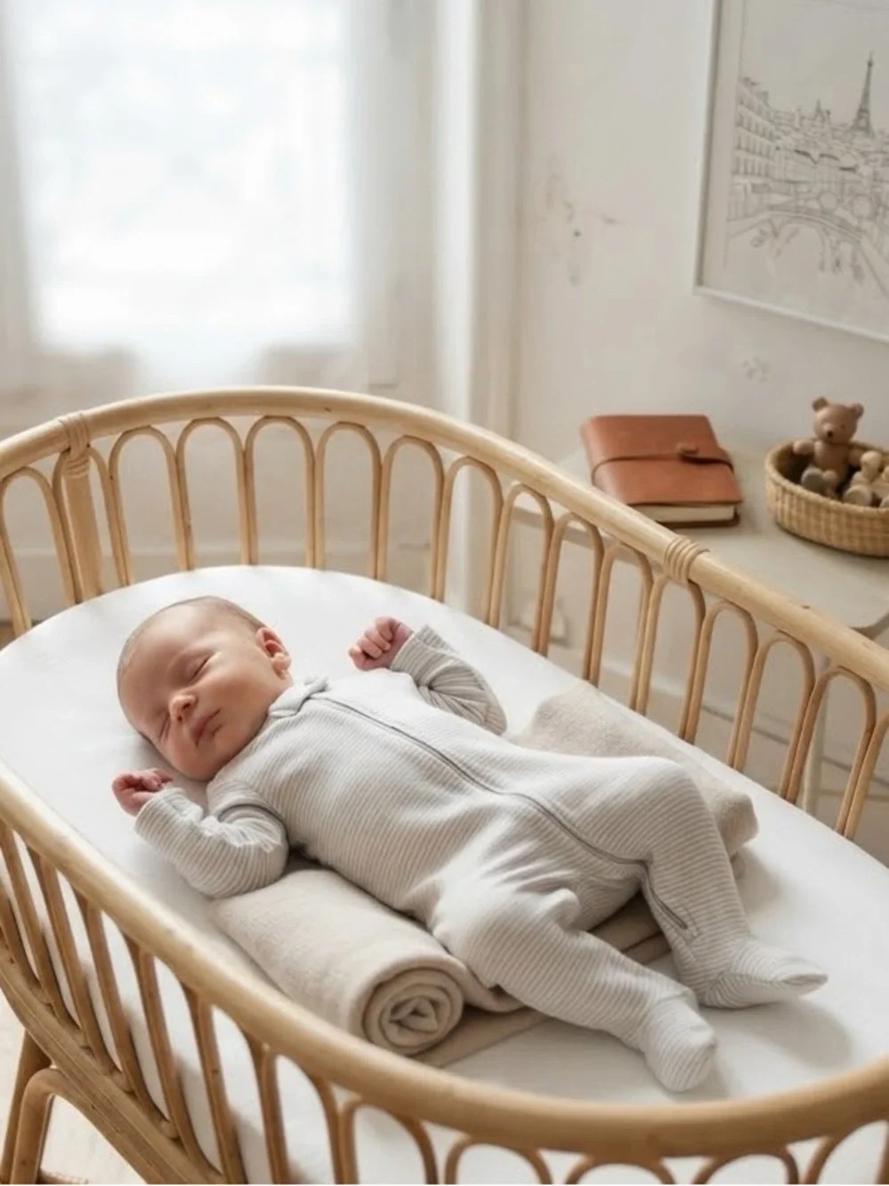 Carter's Taupe Cream Stripe 2-Way Zipper Footed Sleeper
